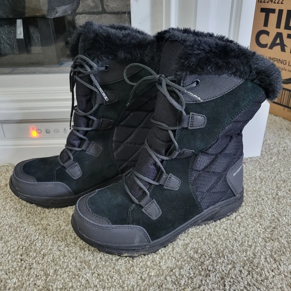 Columbia Women's Ice Maiden II Black Waterproof Snow Boots, Size 5